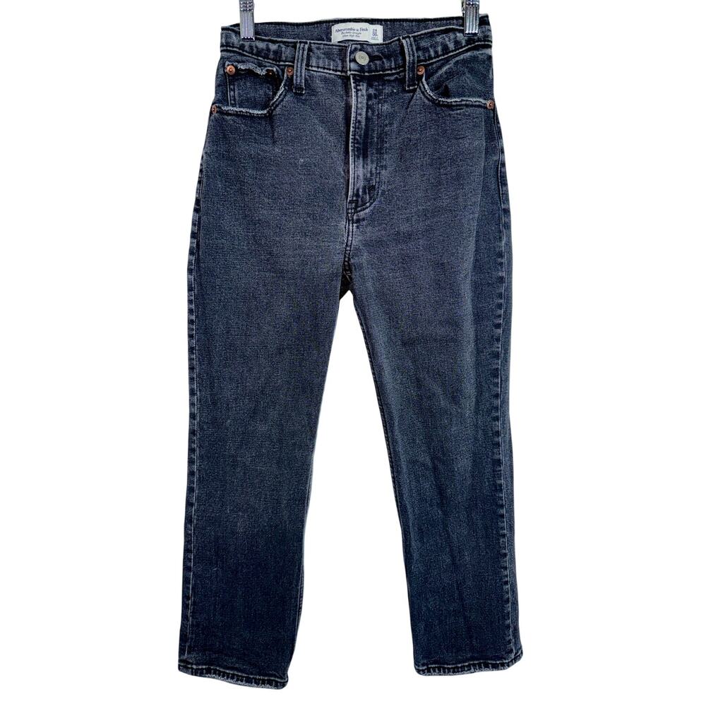 Abercrombie & Fitch Curve Love Ankle Straight Ultra High Rise Black Jeans 24 00